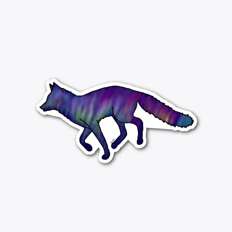 Fox Silhouette Northern Lights Sticker